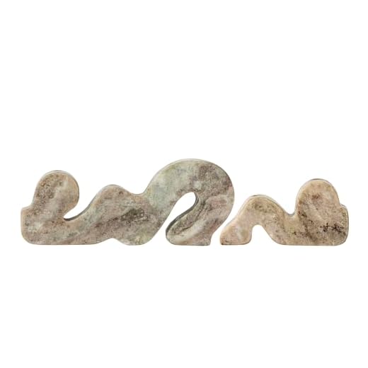 Bloomingville Liabella kandelaar, grijs, marmer, L25xB4xH10/L15xB4xH7 cm, set van 2