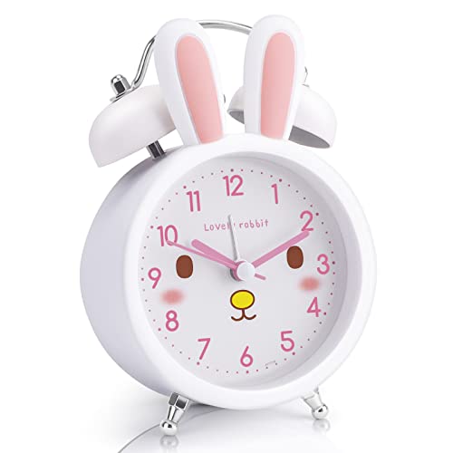 Réveil pour enfant fille, sans tic-tac avec veilleuse pour enfant, lapin silencieux, avec rétroéclairage, cadeau classique pour filles, garçons, enfants Cover