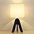 HAITRAL Wooden Tripod Table Lamp with Black Base, Small Table Lamp Bedsides Lamp with Linen Fabric Shade, Nightstand Lamp Cute Night Lamp for Bedroom,Kids Room,Nursery,Dorm