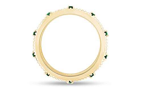 Stackable Ring for Women, 14K Gold Over 925 Sterling Silver with Round Cut Simulated Green Emerald, Dainty Band Ring Jewelry Gift for Her (Band width 3.5mm)4