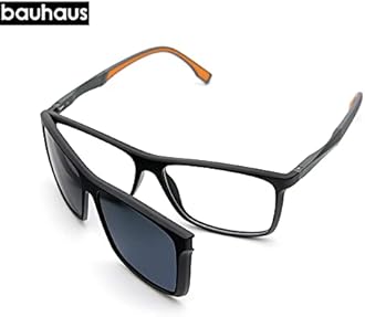 Bauhaus Magnetic Clip on Sunglasses for Men & Women Polarized UV Protection Retro Square Eyeglasses Fit Over Night Driving