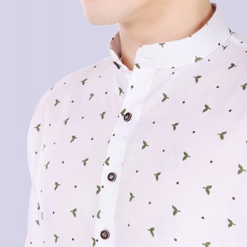 Image of SKAVIJ Mens Cotton Long Sleeve Tunic Printed Kurta