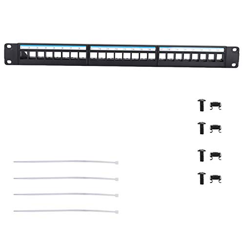 Rack para cables de red CAT6 con panel de parcheo de 24 puertos montable de 19 pulgadas