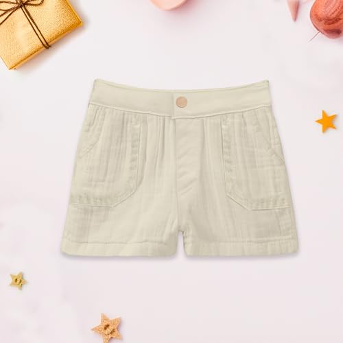 Image of Kidbea Boys Organic Cotton Shirt & Shorts with Bow | Soft Breathable Summer Co-Ord Outfit for Kids Casual Clothing Set (Off-White, 4-5 Years)