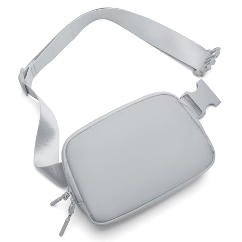 Belt Bag Fanny Pack Crossbody Bags for Women Two-Way Zip Closure Fashion Waist Packs with Adjustable Strap Teen Girl Gifts Trendy Stuff Gifts for Women Teenage Girls (Grey)