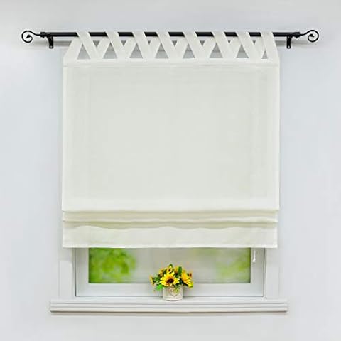 Joyswahl Mila Roman Blind, Semi-Transparent, Monochrome, Bands Roller Blind with Loops Window Curtains, Pack of 1, Polyester, beige, BxH 120x140cm Cover