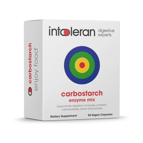 Intoleran Carbostarch Digestive Enzymes - 36 Capsules | Helps Digest Starch, Sucrose, Lactose, and Complex carbohydrates* | Highly Dosed Supplement | Pure & Vegan Cover