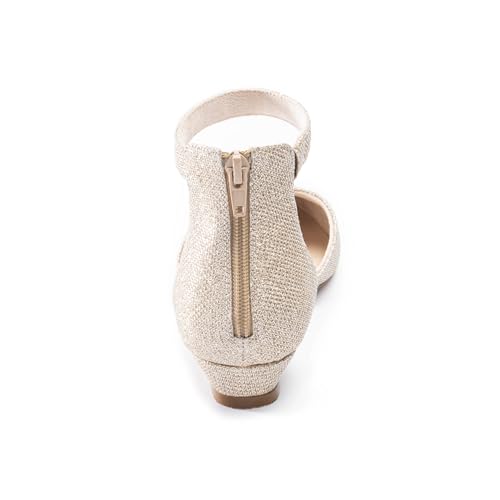 Image of Cusolemore Women Flat Shoes with Ankle Strap, Low Wedge Heel Flats for Women, Comfortable Pointed Toe Dress Shoes for Work Business Wedding