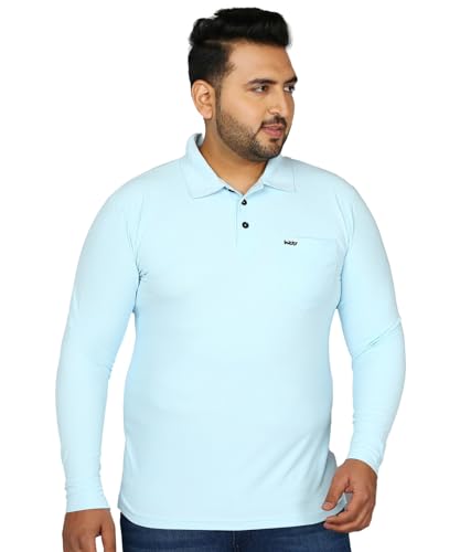 Image of INKKR Plus Size Men's Solid Polo Neck Full Sleeve T-Shirts