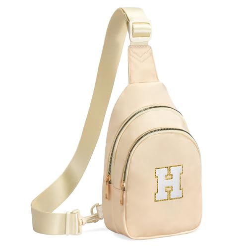 Birthday Gifts for 7 8 9 10 11 12 13 Year Old Girls Small Initial Sling Bag Cross Body Bag Fanny Pack for Girls Beige H