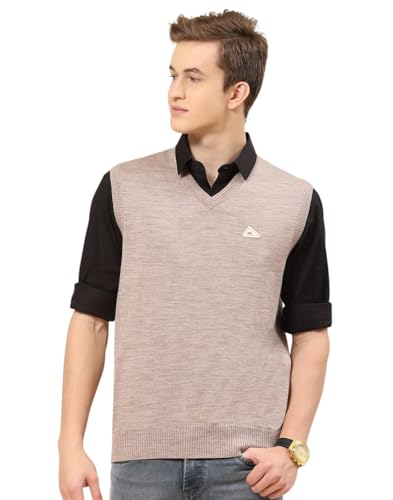 Image of Monte Carlo Men Regular Fit Sleeveless Solid V Neck Winter Sweater (Pack of 1)