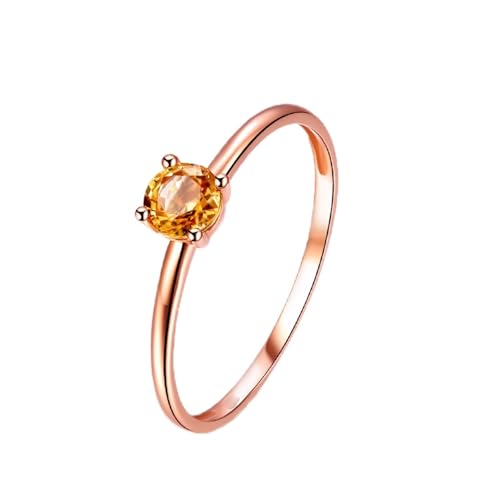 Tolldek Bague classique en or 750 18 carats avec saphir jaune 0,4 carat, bague de mariage, bague d'amitié véritable, or jaune 18 carats (750), Saphir jaune