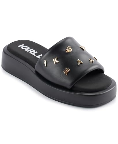 KARL LAGERFELD Women's Cushioned Insole Everyday Opal Studs-Platform Sandal Slide