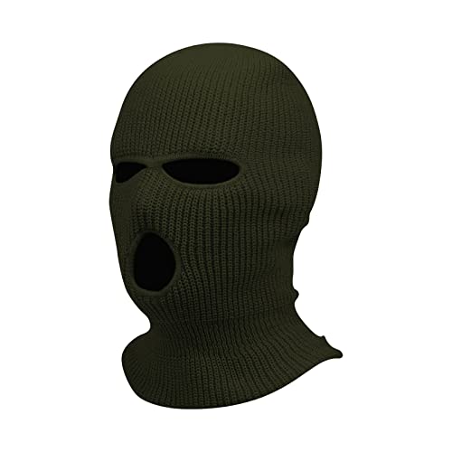 3 Hole Knitted Ski Mask Full Face For Winter Balaclava Face Cover For Outdoor Sports Ski Mask For Men And Women Army Green #TOP1