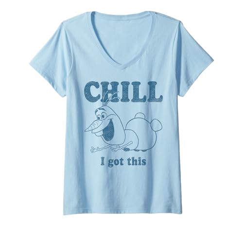 T-shirt Olaf Reine des Neiges coupe col V confortable femme