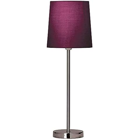 Village At Home Tall Stick Table Lamp Aubergine, Chrome, E14, 42 W Cover