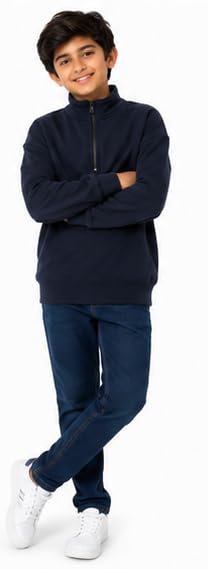 Image of T2F Boys Cotton High Neck Oversized Fit DropShoulder Sweatshirt