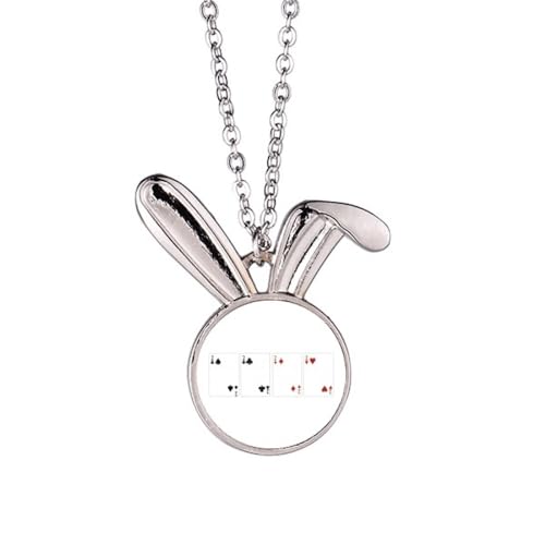 Collier lapin pendentif anti-ternissement motifs coeurs pique