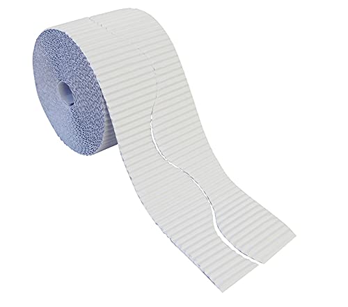 Bright Ideas BI7891 Wellbordüre Schulauslagen Wellpapp-Rolle für Schulaufsteller, weiß, 57mm x 7.5m – Ansicht 1