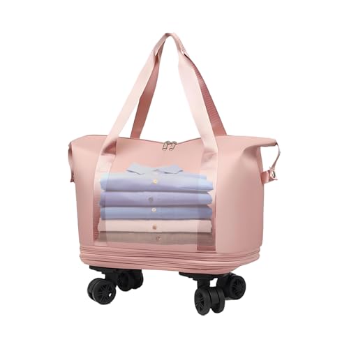 Travel Duffle Bag - Foldable Dufflee Bag With Wheels And Handle | Rolling Duffle Bag With Detachable Wheels | Rolling Suitcase Pack For Trip | Dry Wet Holdall Bags Weekend Overnight Bags For Swimming