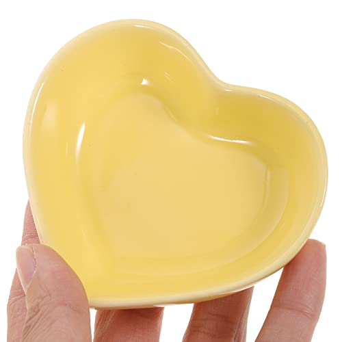 CALLARON Ceramic Dishes 6pcs Sauce Dish Heart Shaped Seasoning Dish Sushi Dipping Bowl Appetizer Plate Soy Sushi Wasabi Bowls Tea Bag Holder Yellow - Image 3