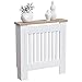 Vida Designs Arlington Copertura del radiatore Bianco - Piccolo - Stile Shaker moderno con doghe verticali per miglior circolazione del calore - H83.3xW78xD19cm - MDF verniciato con ripiano in legno