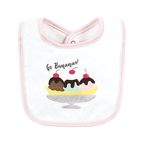Image of Hudson Baby Unisex Baby Cotton Bibs, Banana Split, One Size