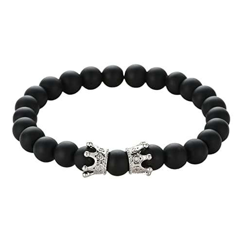 Bracelet en pierre de 8 mm avec couronne, le cadeau idéal pour homme