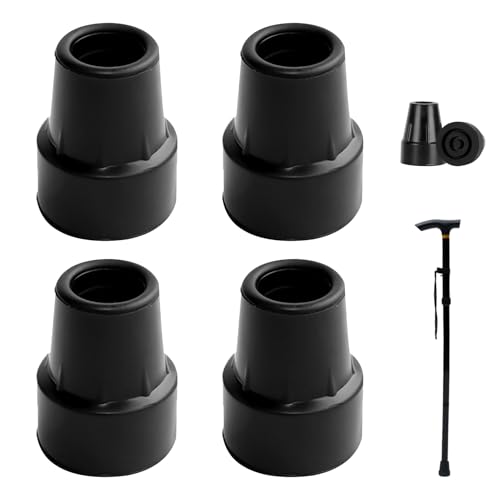 4 Pièces Embouts Caoutchouc19mm pour Canne Marche, Béquilles et Bâtons de Randonnée, Embouts Renforcés avec Rondelle Métallique Intégrée, Accessoires...