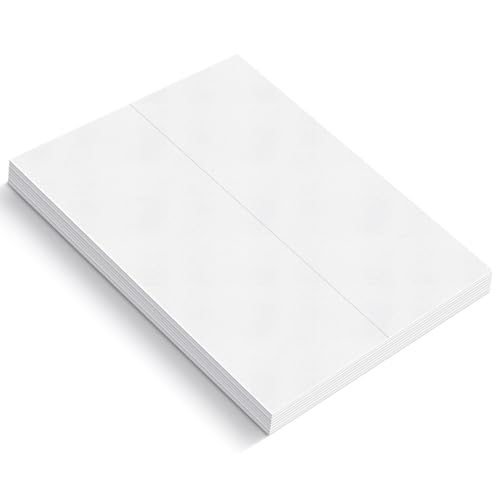 Image of Reskid 100-Pack Of Heavyweight White Blank Cards - 8.5x11 Scored To 4.25x11 Greeting Cards - 110lb Cardstock - Printable Note Cards (4.25x11, inches)