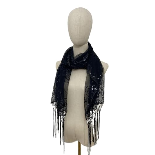Women Sequin Classic Floral Shawls and Wraps Fringe Sparkly Mesh Shawls for Evening Dresses Wedding Party4