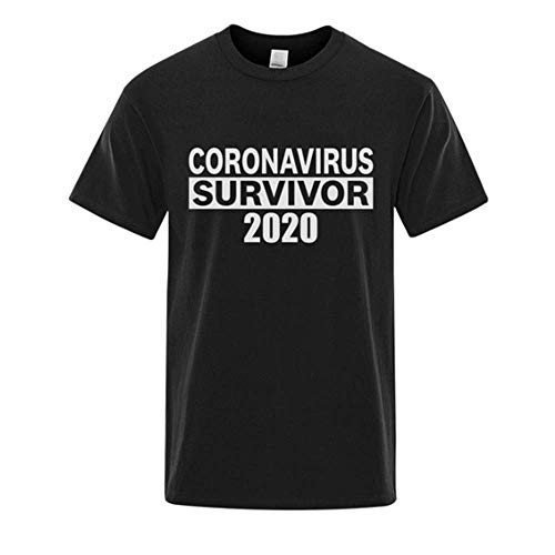 IKWO T-Shirt COVID-19 Uomo T-Shirt Tinta Unita Popolare Manica Corta T-Shirt Coronavirus Survivor 2020 Stampate Virus…