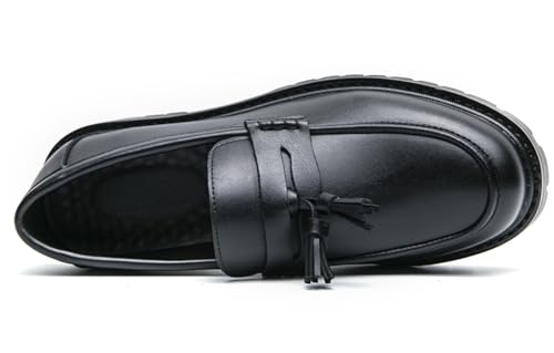 Mens Loafers Casual Slip On Leather Boat Shoes Fashion Wedding Tassel Loafers Business Black Dress Shoes for Men3