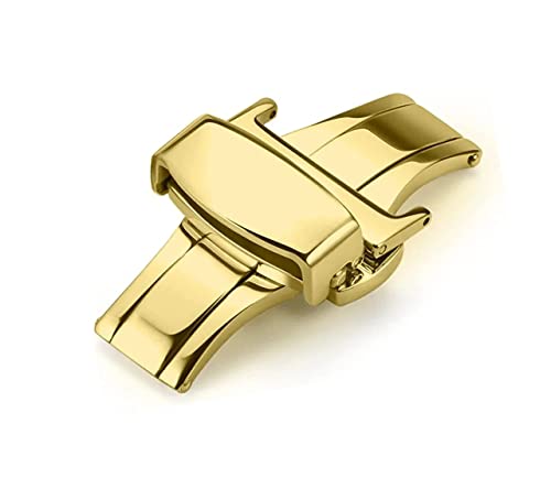 Image of 14mm 16mm 18mm 20mm 22mm Butterfly Push Type Stainless Steel Silver Rose Golden Black Deployment Buckle Clasp Fits Leather Rubber Watch Band Strap