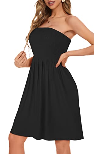 Summer Dress for Women Beach Boho Strapless Cover Ups Off Shoulder Floral Sundresses3