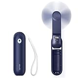 JISULIFE Ventilateur de Poche, Mini Ventilateur à Main Portable, à Piles Rechargeables par USB [14-21 heures], Ventilateur Personnel Pliable et Silencieux Avec Batterie Externe, Lampe de Poche-Bleu