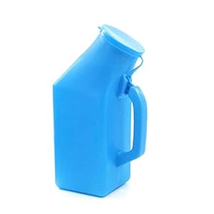 Man Portable Urinoir Pee Flessen Thuis Urinoir Potty Dik Firm Urine Fles met Deksel voor mannen 1L Blue, Travel trein…