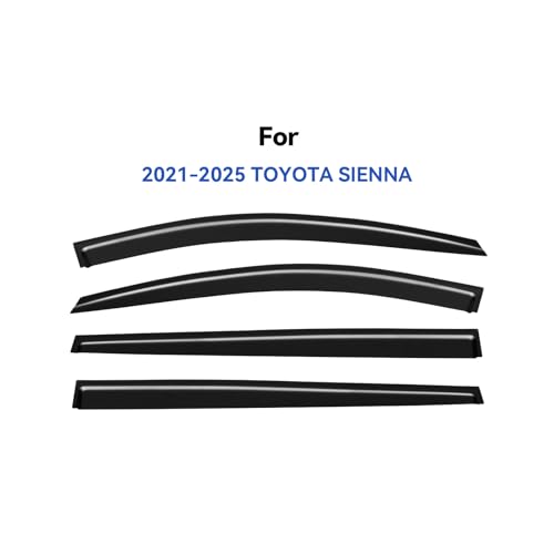 Image of Window Visors Rain Guards for 2021 2022 2023 2024 2025 2026 Toyota Sienna, Out-Channel Window Vent Wind Deflectors Visors Shades for 21 22 23 24 25 26 Sienna