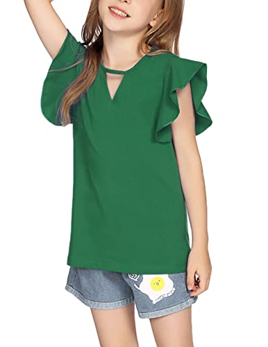 Greatchy Girls Blouse Crew Neck Tee Casual Soft Short-Sleeve T-Shirt Tops Green #TOP2