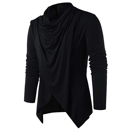 Xxbr Tops For Mens, Men's Knight Punk Vintage Style Long Sleeve Asymmetric Hem Cowl Neck Teen Boys Gothic Pullover Hoodies Hooded Sweatshirts Pullover Premium Outwear Jumper Sweater For Mens #TOP3