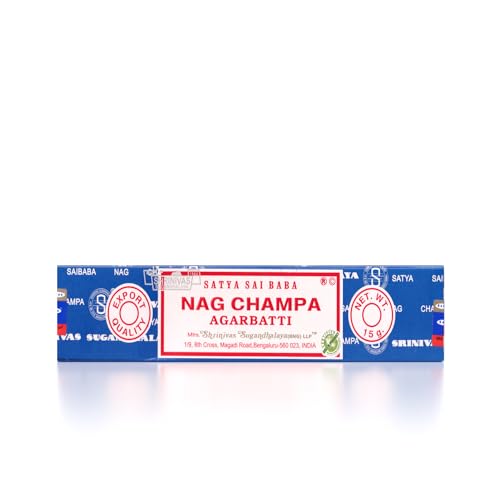 Satya Nag Champa Räucherstäbchen Räucherwerk Agarbatti Incense Sticks Handgerollt in Indien (1 Packung je 15 Gramm)