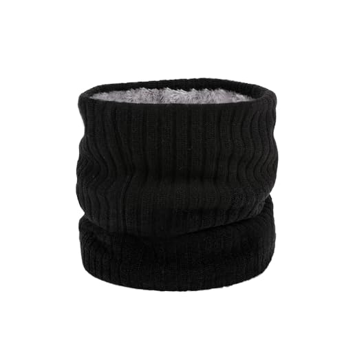 HGDGears Fleece Halswärmer Winddicht Thermo Gestrickt Schlauchschal für Herren Damen Dicker Winter Kaltes Wetter Gestrickter Kreis Schal für Outdoor Sport (schwarz)