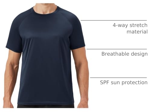 Image of BOOJO Workout Mens Shirts - Casual Black Quick Dry Moisture Wicking T-Shirts Crew Neck Short Sleeve for Gym Athletic Running