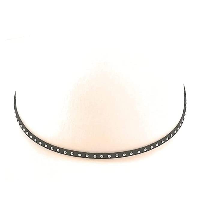 Hatband Cowboy Silver Rivet Dome Stud Black Western Accessory Micro-Suede Leather Straps Adjustable One Size Hat Not Included