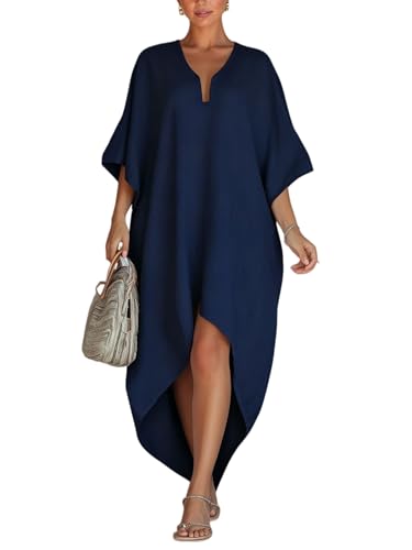 Vestidos para mujer caftán manga larga maxivestido playero holgado ligero