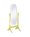ORE International N4001-YEL/WH Oval Cheval Standing Mirror, Yellow/White