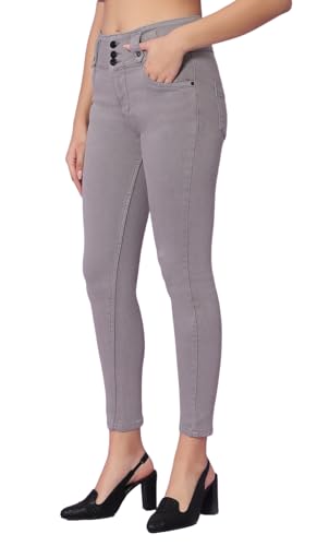 Image of TWGE - Women's High Waist Skinny Fit Jeans - 3 Button, Stretchable Denim Pants - Ankle Length - Stylish Casual Wear