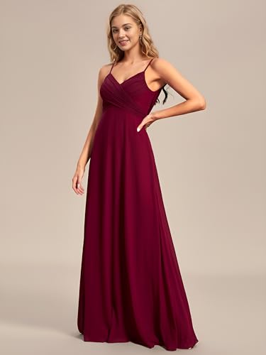 Image of Ever-Pretty Women's Summer Backless Spaghetti Strap Chiffon Bridesmaid Dresses Empire Waist Formal Wedding Guest Dress