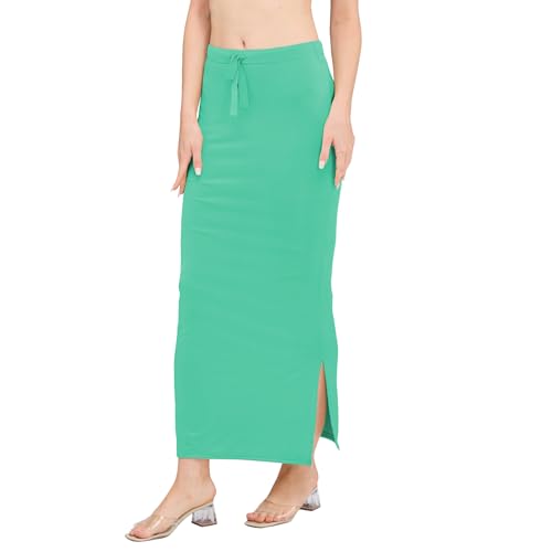 Image of DESI GIRL Satin Shimmer Stretchable Saree Shapewear Petticoat with Drawstring for Women | Mermaid fit Saree Petticoat with Side Slit for Easy Movement | Saree Shaper | Long inskirt