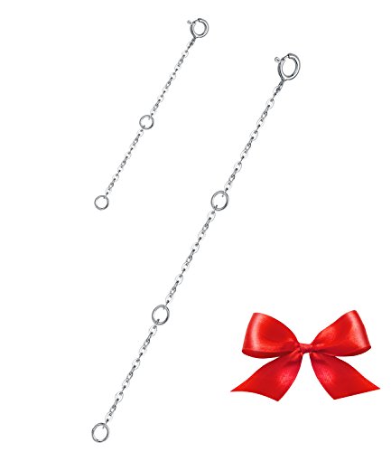 2 Pack Sterling Silver Necklace Extenders Bracelet Extenders Chain Set Adjustable Length 2